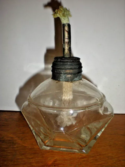 1883 Lab Alcohol Lamp Glass Antique Diamond Triangle Cube Domed