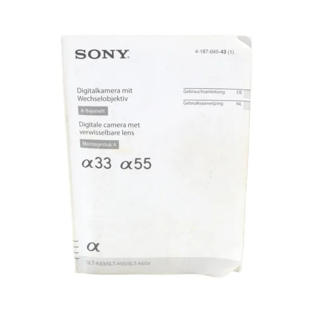 Operating Instructions Sony A33 A55 SLT-A33 - SLT-A55 - SLT-A55V Alpha 33 55