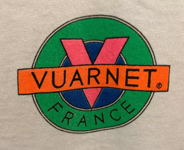 Vtg 80s Vuarnet France Logo Graphic T-Shirt Size Small 100% Cotton Neon Colors 3