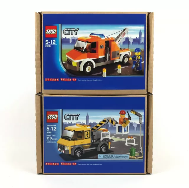 LEGO CITY 7638 Tow Truck 3179 Repair Truck Both 100 Complete
