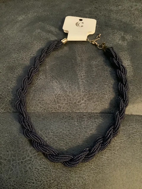 NWT charming charlie dark blue chunky choker necklace