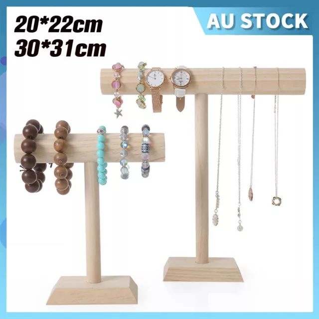 Wooden Bracelet Chain T-Bar Rack Jewelry Display Stand For Bangle Watch Necklace