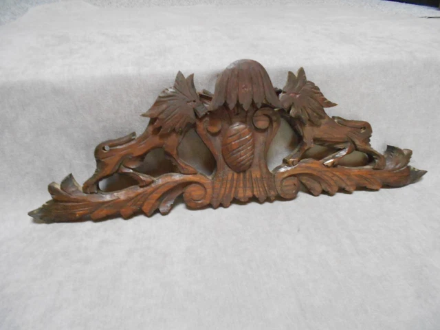 VINTAGE French  OAK wood Carved Fronton Pediment 2