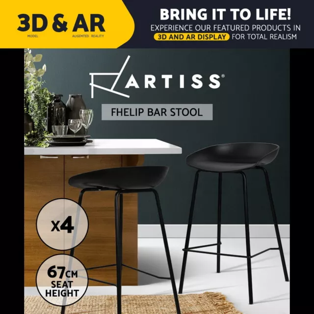 Artiss 4x Bar Stools Kitchen Dining Chairs Counter Stools Metal Barstools