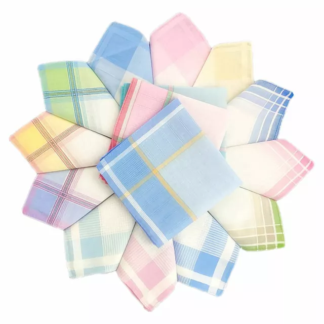 Lot de 12 mouchoirs en coton vintage lavables carré Hanky ​​Wedding Hankie