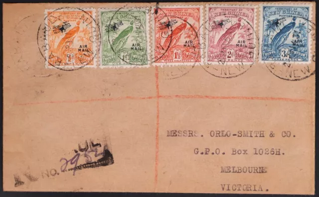 Mayfairstamps New Guinea 1930s Sc C14-C18 Registered Airmail to Austrlia Cover a