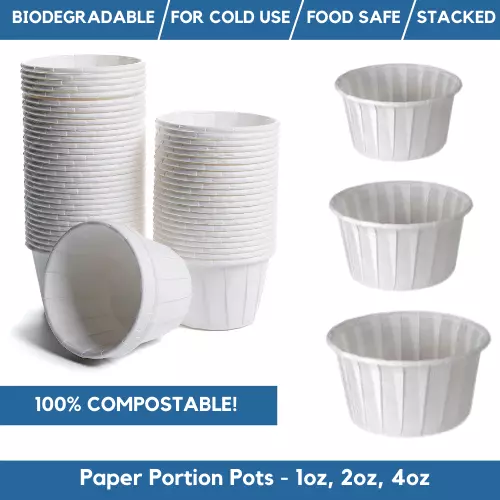 Paper Soufflé Cups Disposable Waxed Paper Ramekin Size 1oz / 2oz & 4oz Sauce Pot