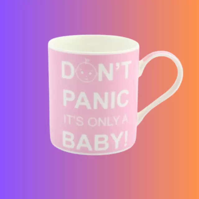 New Mum New Dad Don't Panic it's only a Baby Mug - Pink - Gift Boxed Baby Shower