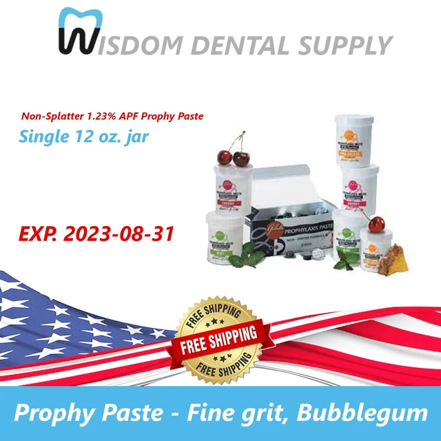 12 oz Prophy Paste - Fine grit, Bubblegum Non-Splatter 1.23% APF- EXP. 2023-08