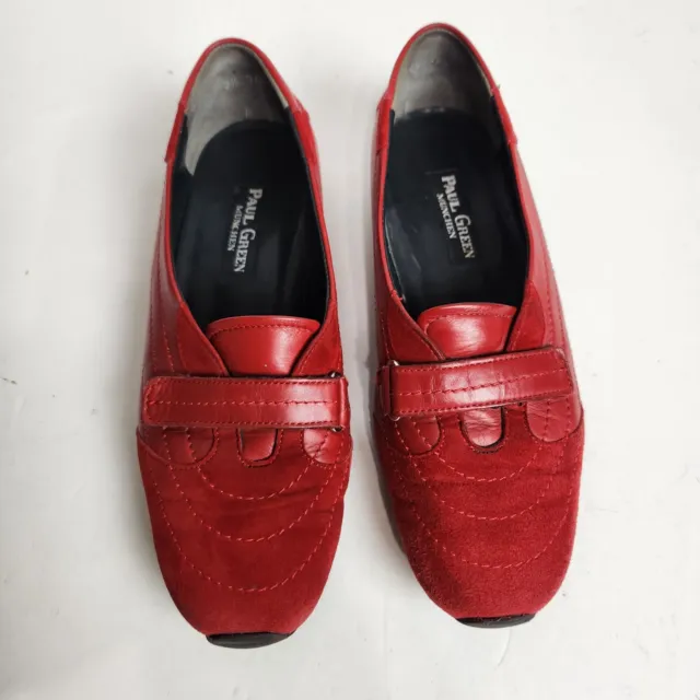 Paul Green Munchen Red Womens US 3.5 Leather Suede Fashion Driving Shoes