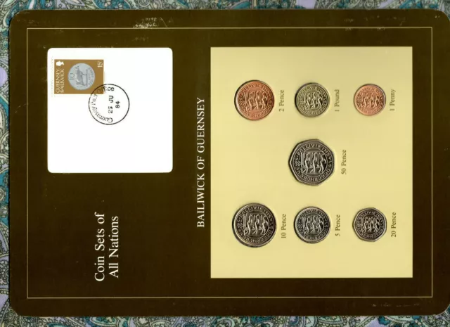 Coin Sets of All Nations Guernsey Brown 1979-1983 UNC £1 1981 Lily 25JU84