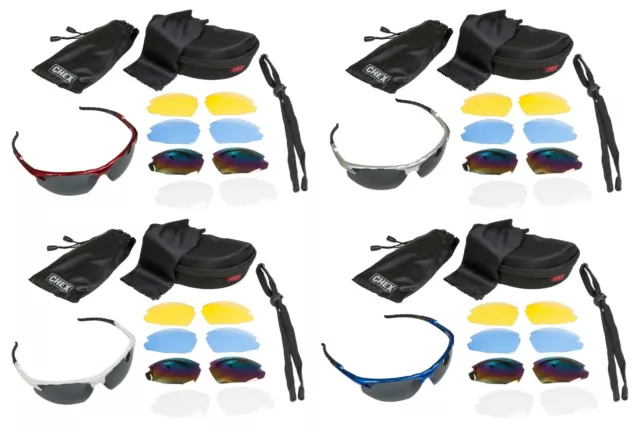 CHEX Ace Golf Sports Sunglasses 5 Interchangeable Lenses Inc Rainbow & Clear