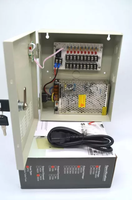 POWER SUPPLY BOX FOR CCTV CAMERAS 12V 5 AMP 9 Port ( DP1208-5A )