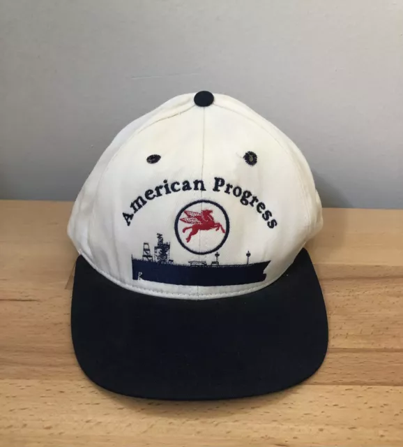 Very Rare Vintage Mobil Oil Flying Pegasus MV American Progress Hat Ball Cap