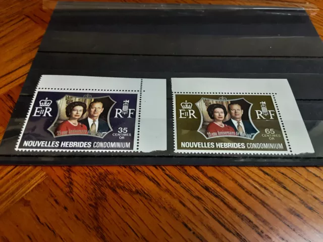 New Hebrides 1972 SG F187-88 Royal Silver Wedding (French Version) (Omnibus) MNH