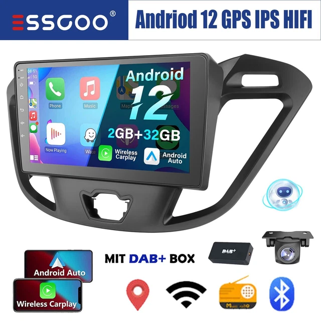 4G+64G Android 13 Autoradio per Ford Transit Custom Tourneo 2013-2018 con CarPlay Android Auto 9 Pollici Radio con Bluetooth GPS Navi WiFi Comandi al Volante Microfono+Telecamera di Retromarcia
