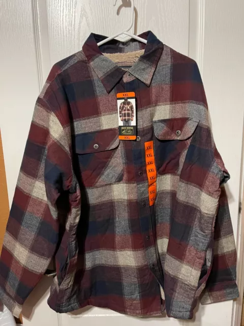 Grizzly Mountain Sherpa Lined Plaid Flannel Shirt Jacket MENS XXL - NWT