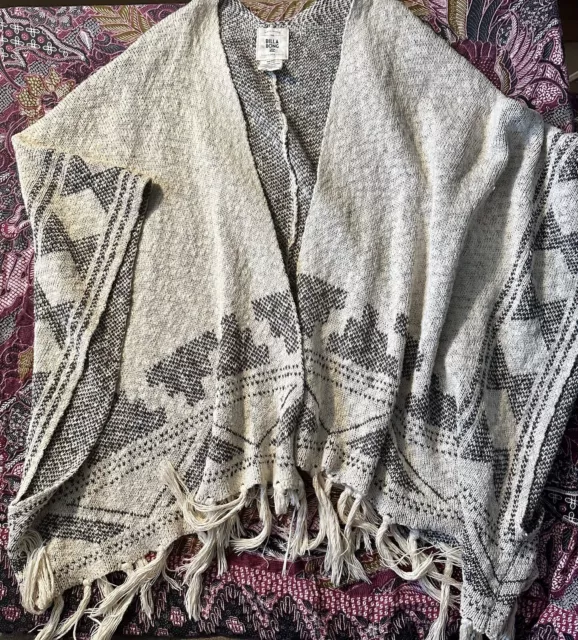 Billabong Sz S/M Cardigan Fringed Wrap Sweater