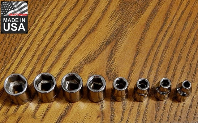 Vintage Craftsman USA EE 1/4 dr 6 point pt metric socket set 8 piece pc 4-13mm