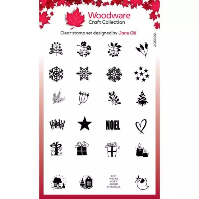 Woodware Big Bubble Small Topper Snowflake Clear Stamp Set Christmas Card Making