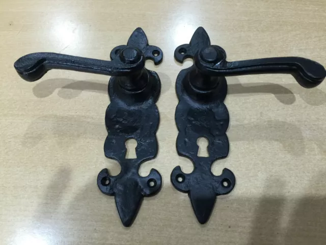 Black Antique Cast Iron Door Handle Lever Lock