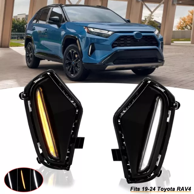 For Toyota RAV4 2019-2024 LED Daytime Running Lights DRL W/Turn Signal Function
