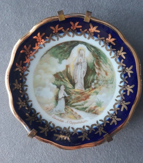 Petit Bol Ancien En Porcelaine De Limoges – Scène De Lourdes "L'Apparition" – Décor Religieux – Occasion