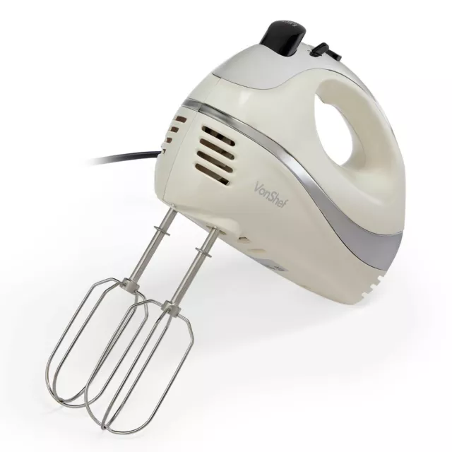 Hand Mixer Electric Whisk – VonShef Cream Food Mixer for Baking, 5 Speeds – 300W