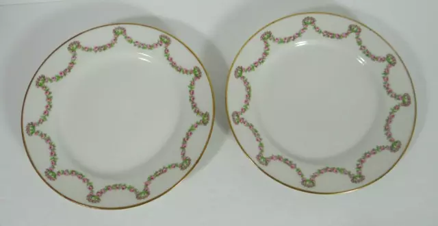 Charles Field Haviland Limoges Bread Butter Plates Set of 2 Chic Pink Roses