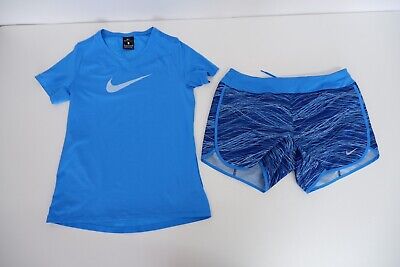Nike dry fit girls two peice set Outfit, size XL, T Shirt Top Shorts blue