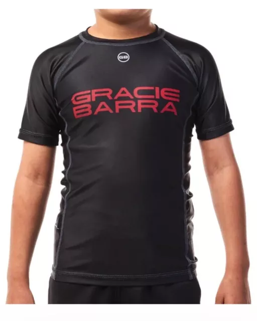 Gracie Barra Jiu Jitsu Rashguard - Youth Medium YM Black Rash Guard Equipe