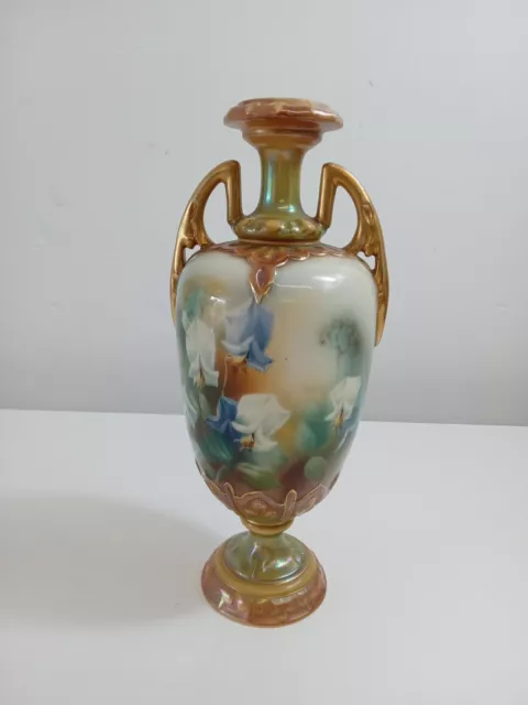 Vintage Porcelain Vase Royal Worcester Style Printed/Painted Floral F2