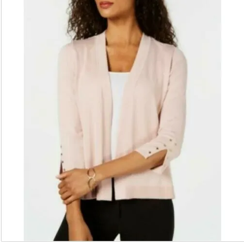 MSRP $50 Jm Collection Studded Open-Front Cardigan Pink Size Small (5714)