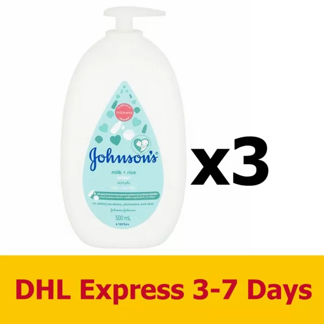 3x500ml Johnson's Baby Lotion natürliche Milch Reis Feuchtigkeitscremes...
