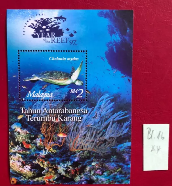 MALAYSIA  1997   SEA TURTLE mnh mnh SHEETLET   Mi  BLOCK  16 YEAR OF THE REEF