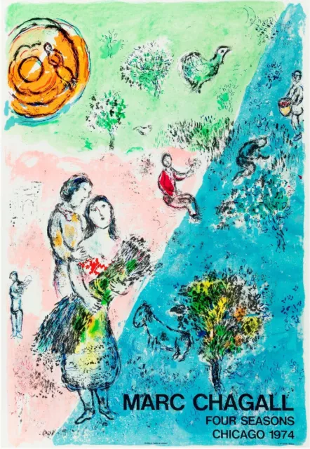 EXPO CHAGALL FOUR SEASONS CHICAGO 1974- POSTER HQ 40x60cm d'une AFFICHE VINTAGE