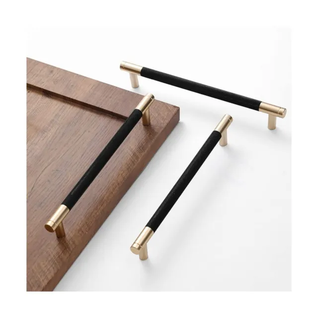 Westablize 24 Pack 7 1/2 Inch 192 mm Bar Cabinet Pulls Gold and Black Knurled...