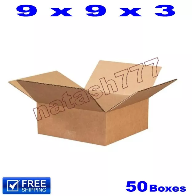 50 - 9x9x3 Cardboard Boxes 32ECT Mailing Packing Shipping Corrugated Carton
