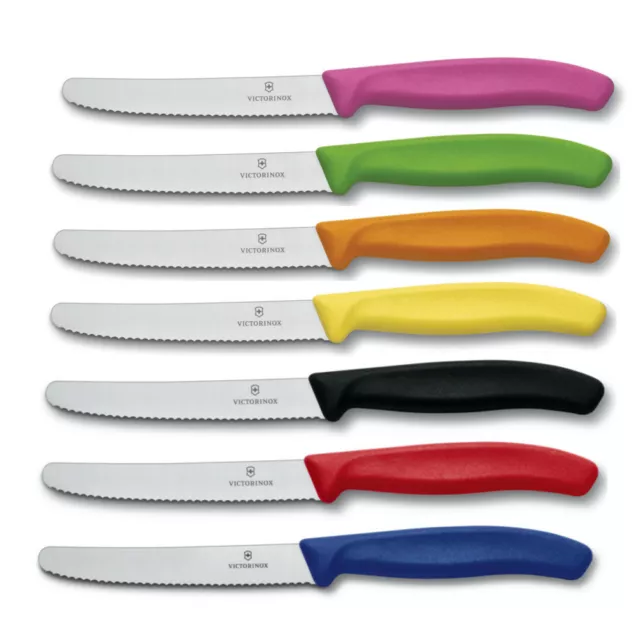 Victorinox Serrated Steak Tomato Sausage Meat Knife Knives Paring 11cm Colourful