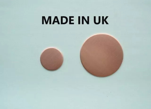 Quality ROUND COPPER BLANKS discs 1.5mm thick 23 sizes to select NoBurr UK MADE`