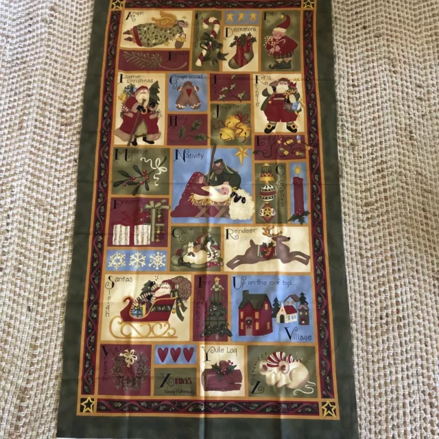 “Happy Holidays” Christmas Panel - Nancy Halvorsen Vintage Style Quilt Handmade