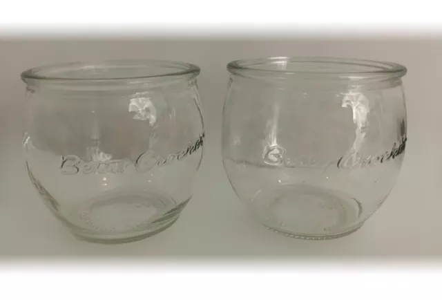 2 Clear Glass Candle Jars Betty Crocker Raised Letters Empty 2.5”  Art & Crafts