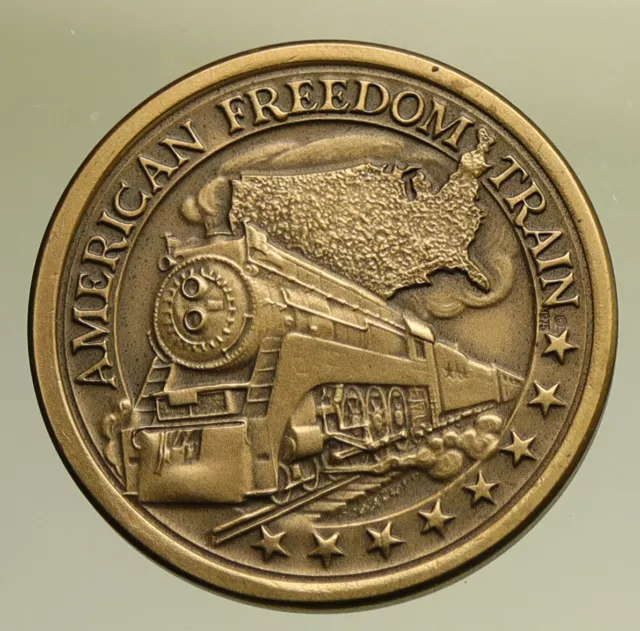 1976 USA American FREEDOM TRAIN Steam BICENTENNIAL Revolution Old Medal i95283