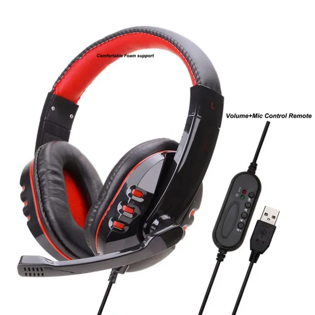Deluxe Headset Headphone With Microphone +Volume Control For Ps3 Pc Laptop