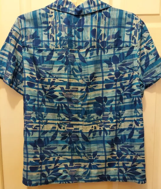 karen scott  Womans sport Shirt Tropical Print Short Sleeve Button Down Size M 2