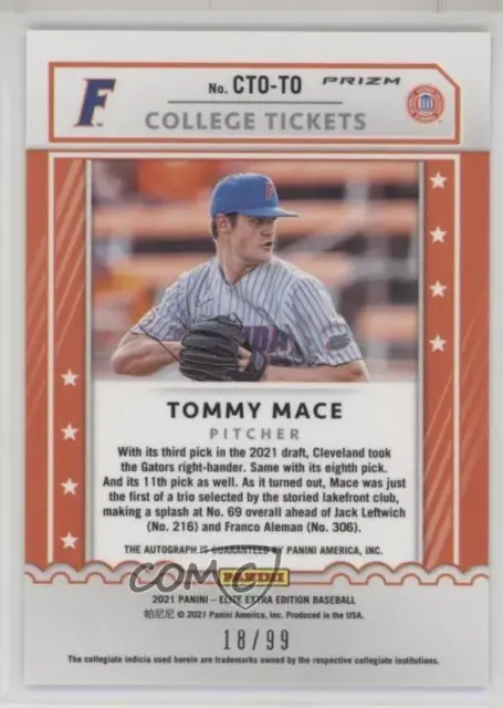 2021 Elite Extra Edition College Tickets Optic Signatures /99 Tommy Mace Auto 2