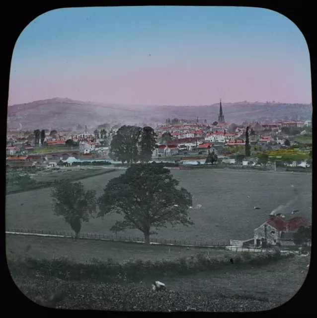 EARLY Magic Lantern Slide GENERAL VIEW OF MONMOUTH C1888 VICTORIAN PHOTO WALES