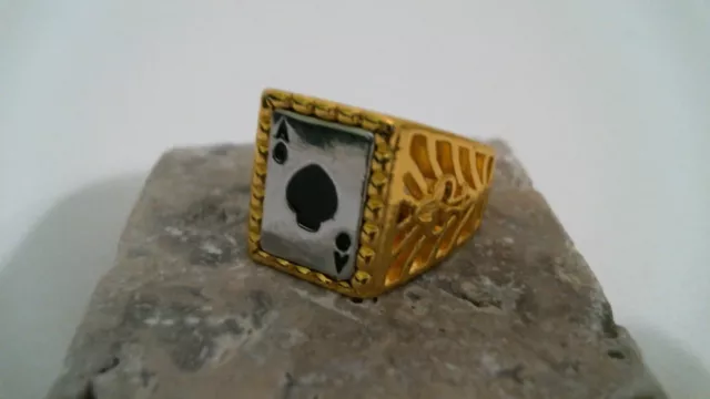 mens yellow gold filled ace of spades ring size 11