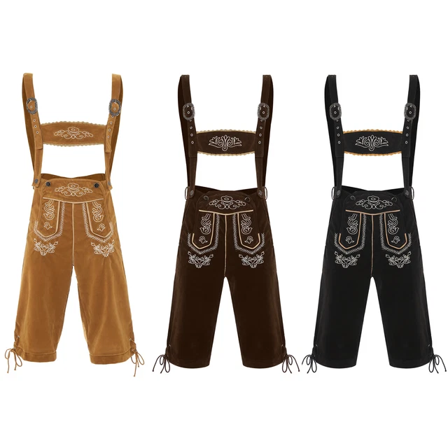 Mens Outfit Raves Oktoberfest Shorts Lederhosen Cosplay Suspenders Overalls