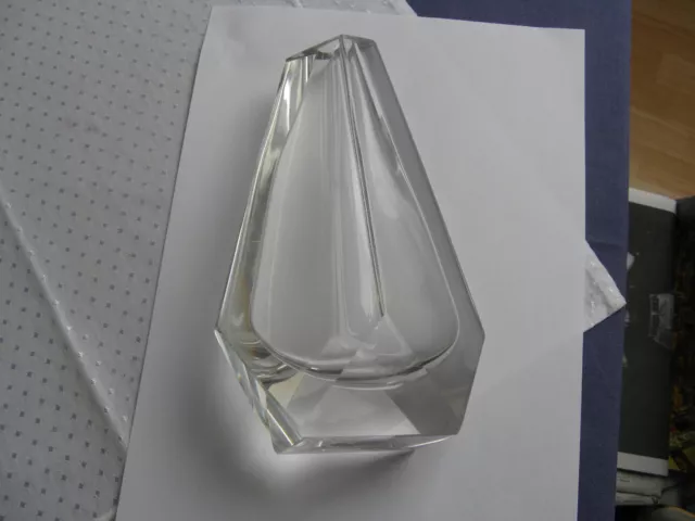 Glas-Vase, Blockvase, super geschliffen, Klarglas, 20 cm hoch, 907g, sehr guter